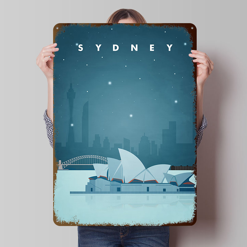Home Bar Sydney - Sydney Travel Poster Customized Vintage Metal