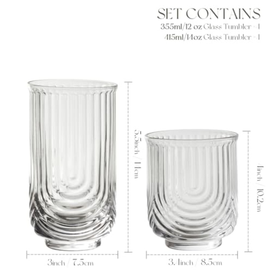 Art Deco Cocktail Glasses, Rib - đánh giá và giá Highball Glass Set