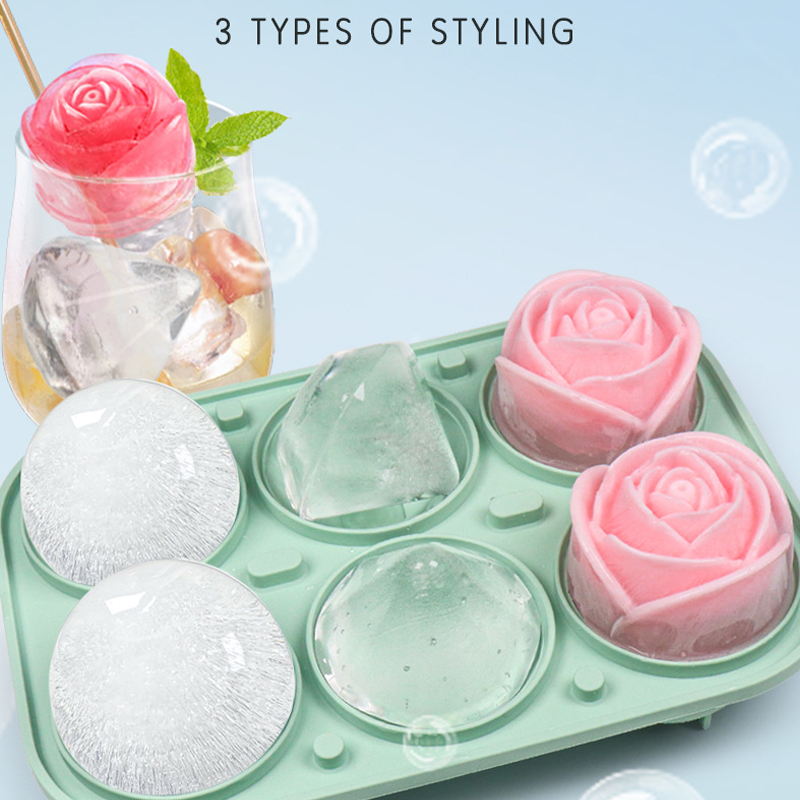 3D Rose Diamond Round Ice Cube - đánh giá và giá Ice Mold Sphere