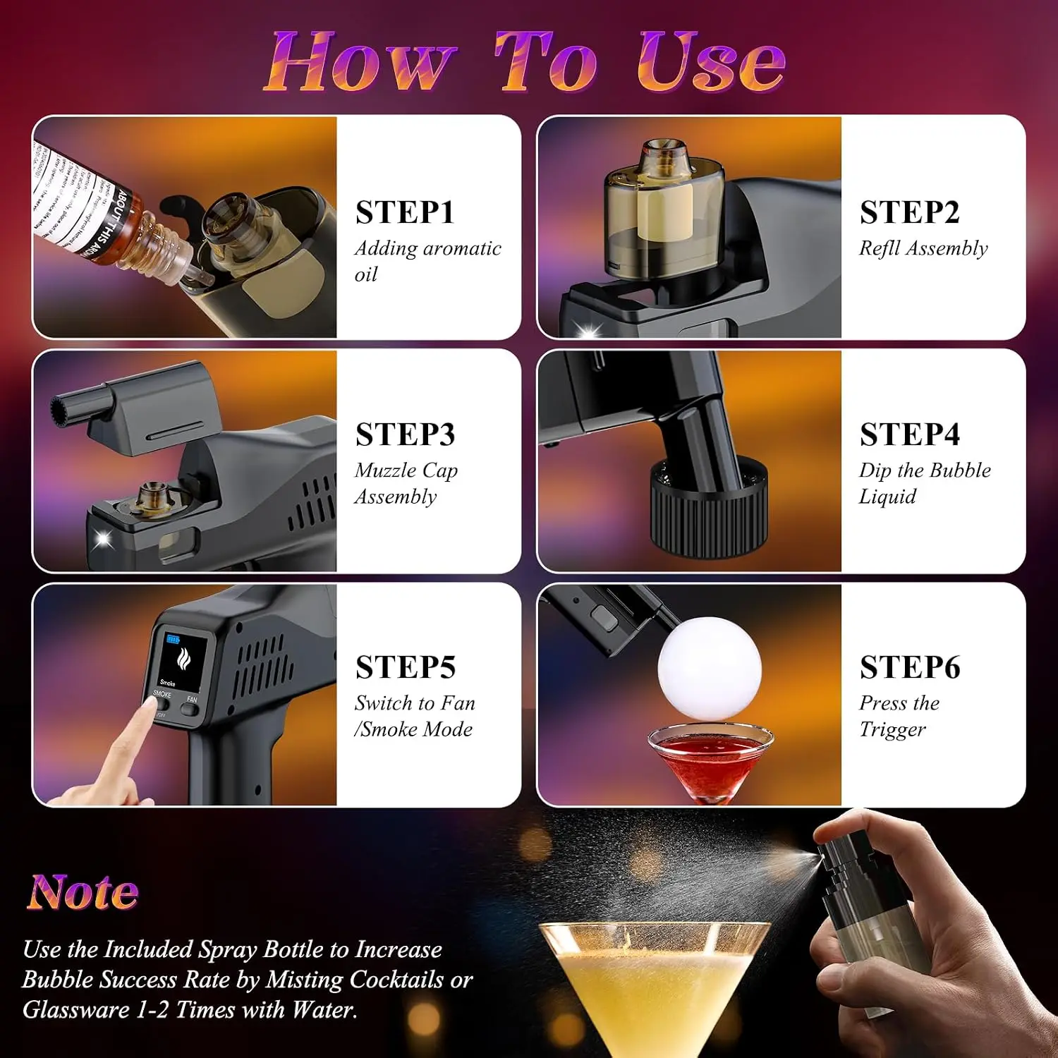 Electric Cocktail Smoke Bubble - đánh giá và giá Smoking Gun Kit