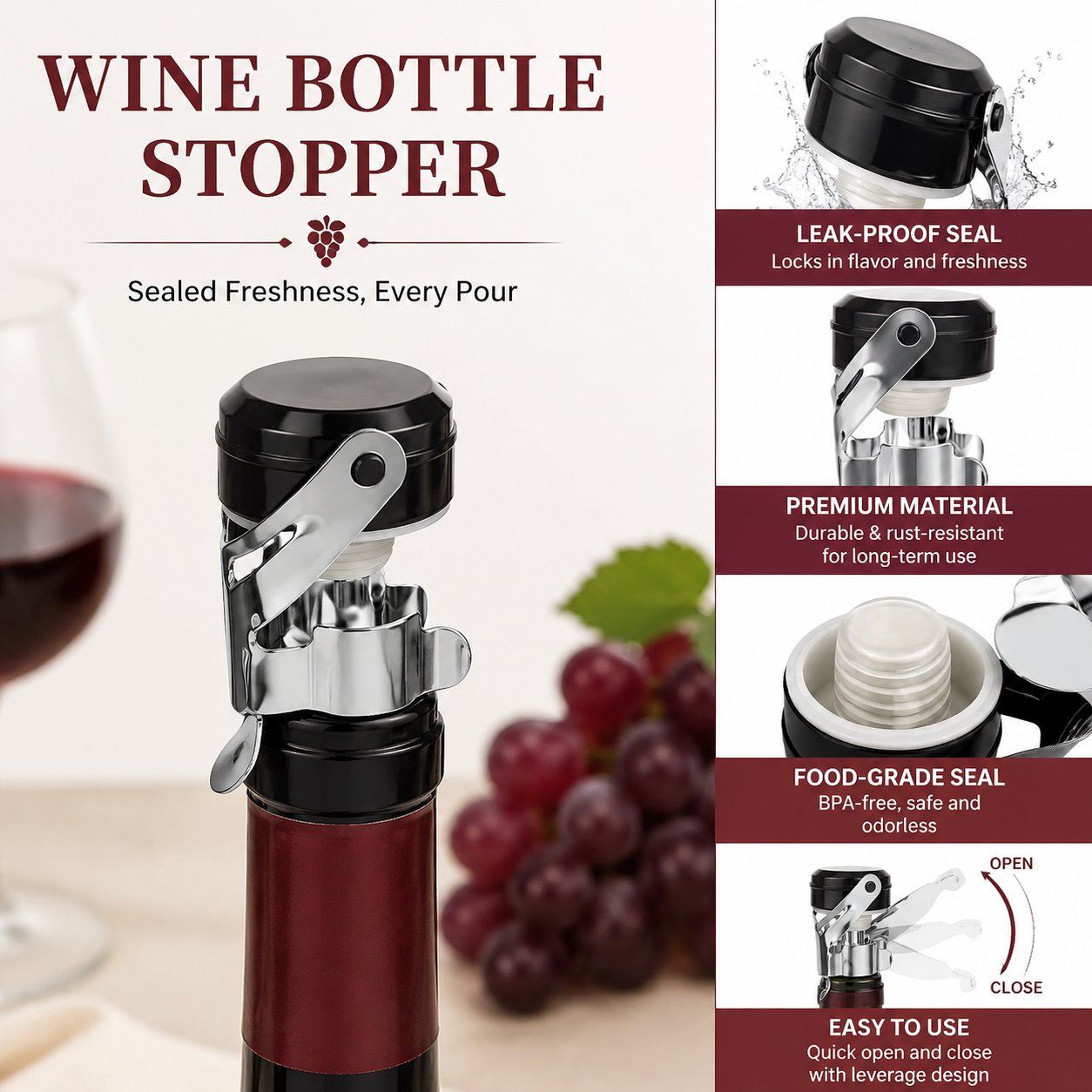 Cabilock 3pcs Stainless Steel  - đánh giá và giá Wine Preservation Pump
